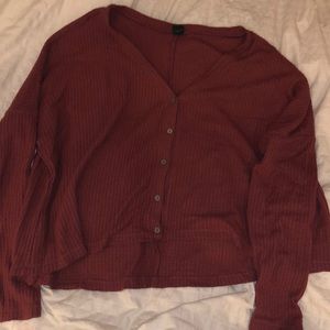 Burnt Orange Knit Oversized Crop Top